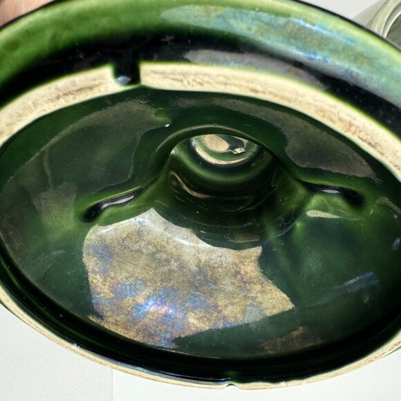 Vtg Cookie Jug Jar Two Tone Green McCoy w Lid Made in USA Model 213 Damaged Read - Picture 9 of 12